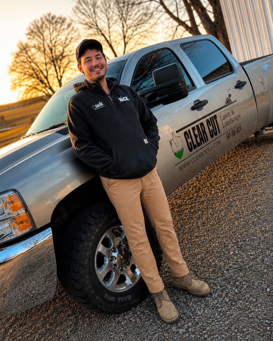 Nick Grooms with the Clear Cut truck